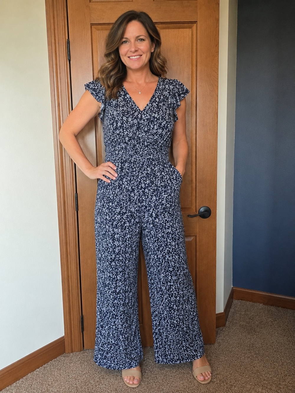 Kaileigh Ditsy Floral  Wide-Leg Jumpsuit